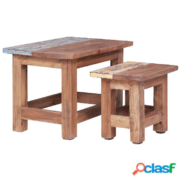 vidaXL Tavolini Impilabili 2 pz in Legno Massello di