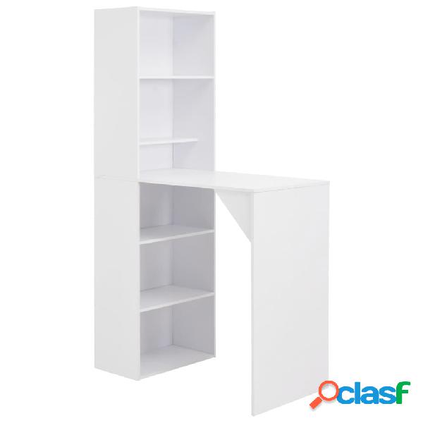 vidaXL Tavolo da Bar con Mobiletto Bianco 115x59x200 cm