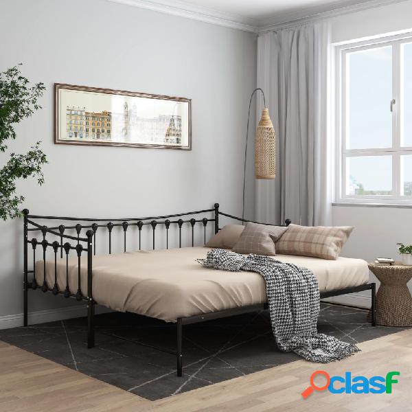 vidaXL Telaio Divano Letto Estraibile Nero in Metallo 90x200
