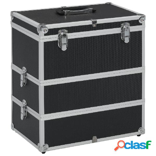 vidaXL Valigia per Cosmetici 37x24x40 cm Nera in Alluminio