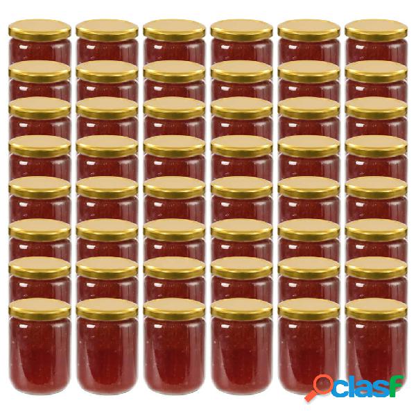 vidaXL Vasi per Marmellata in Vetro Coperchio Oro 48 pz 230