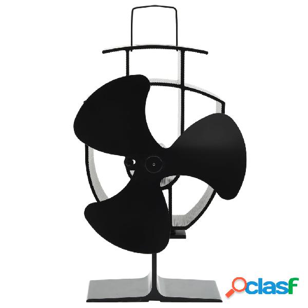 vidaXL Ventilatore per la Stufa con 3 Pale Nero