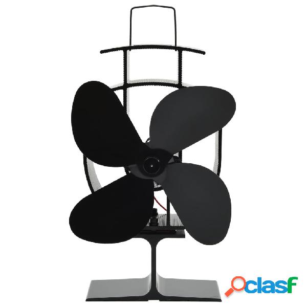vidaXL Ventilatore per la Stufa con 4 Pale Nero