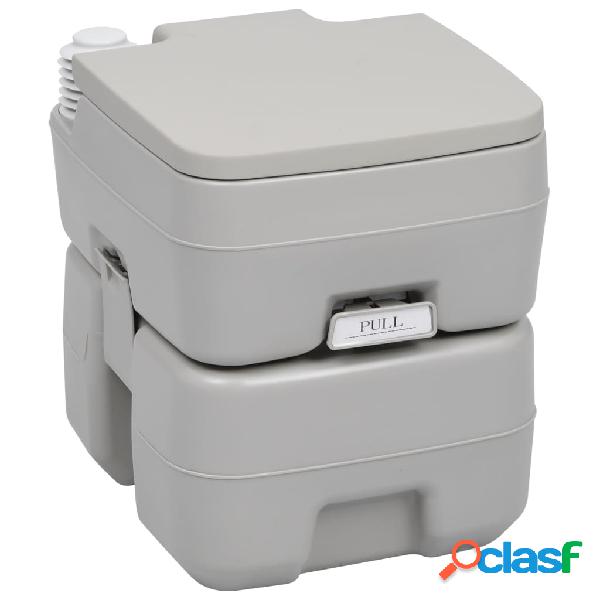 vidaXL WC Portatile per Campeggio Grigio 20+10 L
