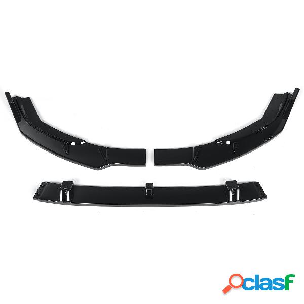 3PCS Nero Lucido Paraurti Anteriore Labbro Corpo Kit Spoiler