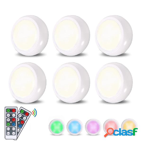 6 pezzi LED luce notturna RGBW / bianco Wiress remoto contro