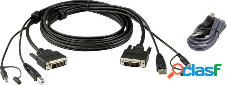 ATEN KVM Cavo [1x Spina DVI-D, Spina A USB 2.0, Spina jack