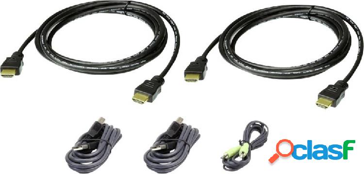 ATEN KVM Cavo [1x Spina HDMI, Spina A USB 2.0, Spina jack da