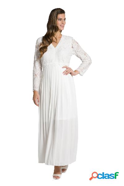 Abito da sposa con pizzo, scollo a V e maniche lunghe,