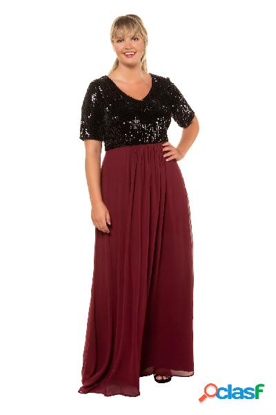 Abito maxi, corpetto con paillettes, lunga gonna di chiffon,