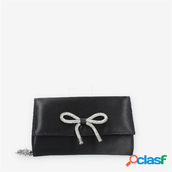 Albano Pochette in raso con strass