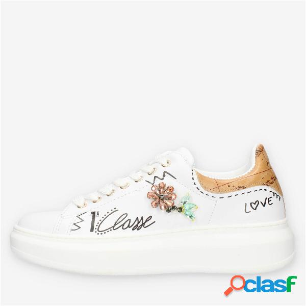 Alviero Martini Prima Classe Sneakers bianche con pietre