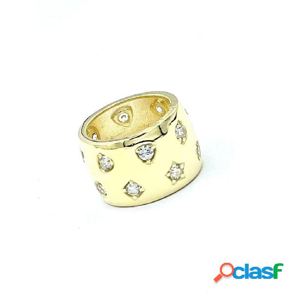 Anello in argento dorato 925 -fascia con pietre colorate di