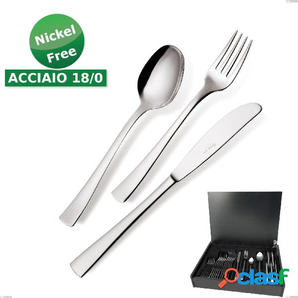 Astuccio legno 24 pezzi coltello economico Alfa 18/0 nichel