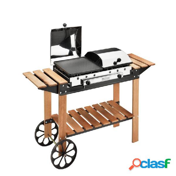 Barbecue Ferraboli In Ghisa a Gas Legno Inox 140x46h 95 cm