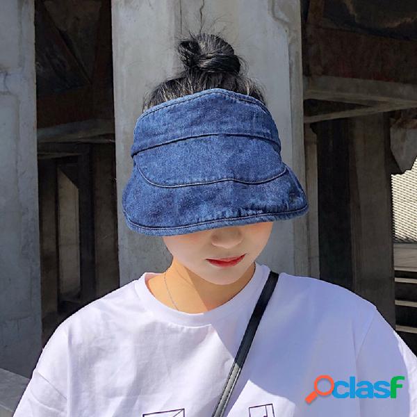 Cappello a cilindro in denim lavato Protezione solare