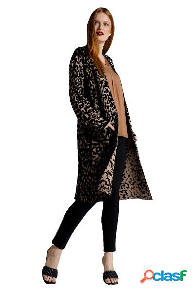 Cardigan lungo e aperto con fantasia leopardata e maglia
