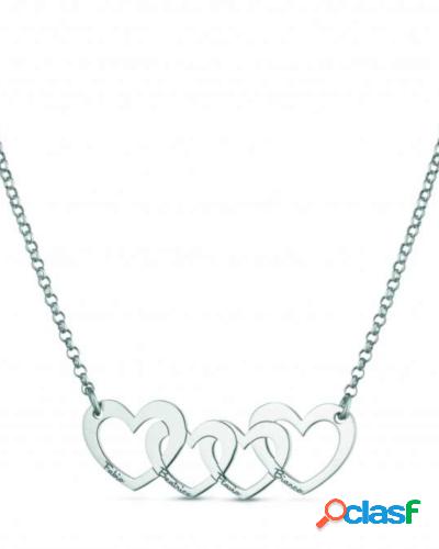 Collana in argento 925 con quattro cuori personalizzabile