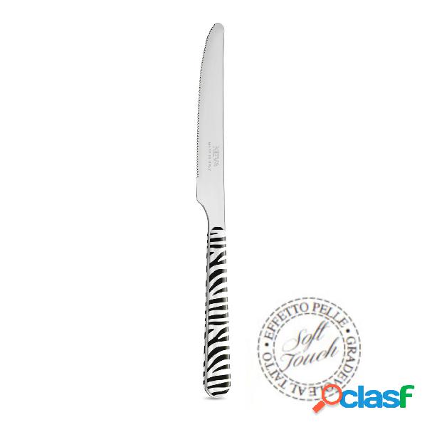 Coltello tavola ANIMALIER Zebrato nero, 18/10 in confezione