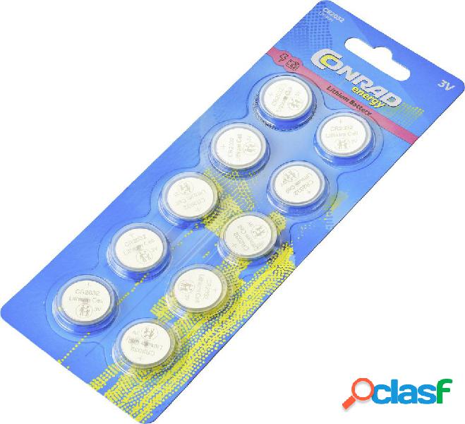 Conrad energy Batteria a bottone CR 2032 Litio 220 mAh 3 V