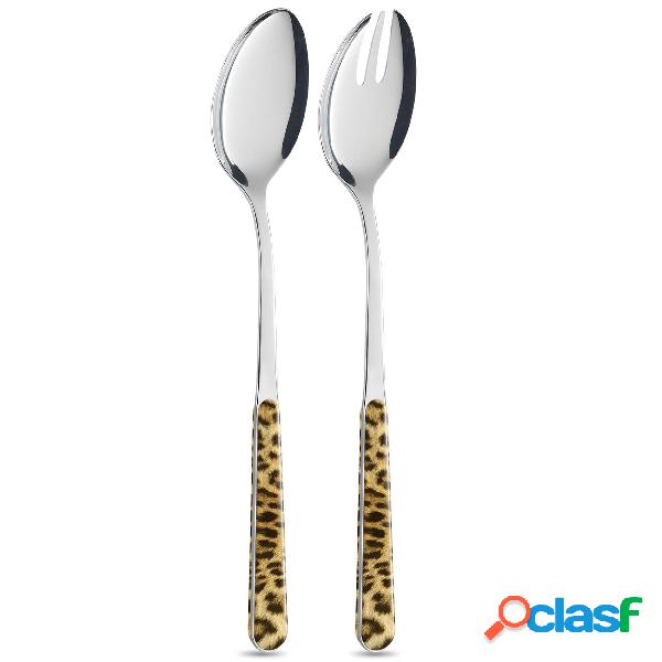 Coppia insalata ANIMALIER Leopardato Marrone, 18/10 in