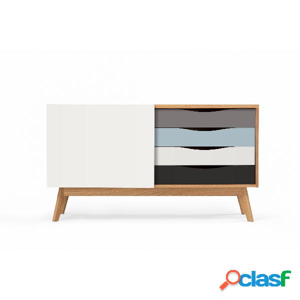 Credenza Avon stratti in legno ingegnerizzato e massiccio,