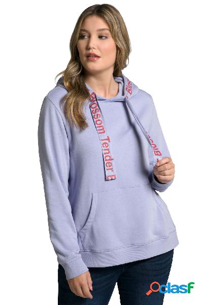 Felpa con cappuccio, fascia con scritte e maniche lunghe,