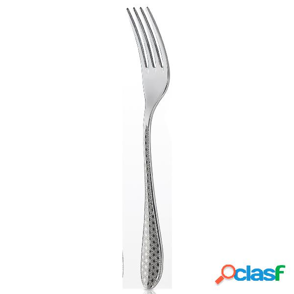 Forchetta tavola in acciaio Cristal incisione micro