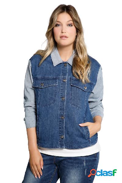 Giacca di jeans dal taglio oversize in stile color blocking