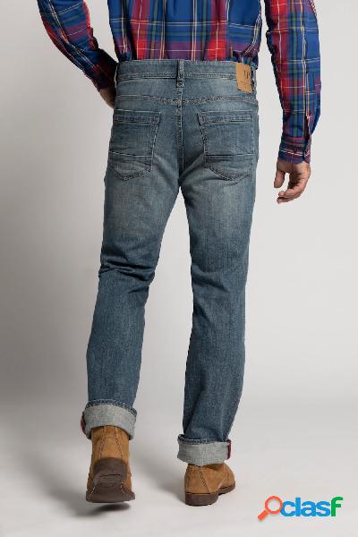 Jeans dal look grintoso a cinque tasche a effetto usato,
