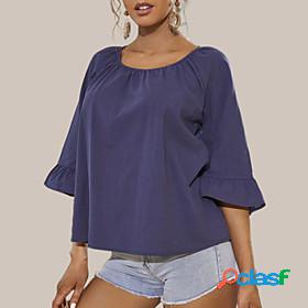 LITB Basic Womens Buds Sleeve Shirt Round Neck Top Basic