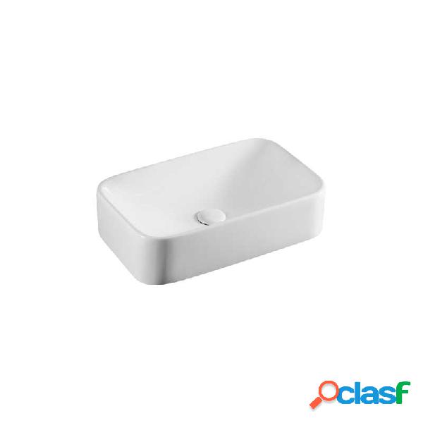 Lavabo d'appoggio rettangolare in ceramica bianca 48,5x28,5