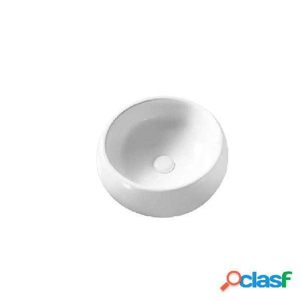 Lavabo d'appoggio tondo ceramica bianca diametro 39,5 cm
