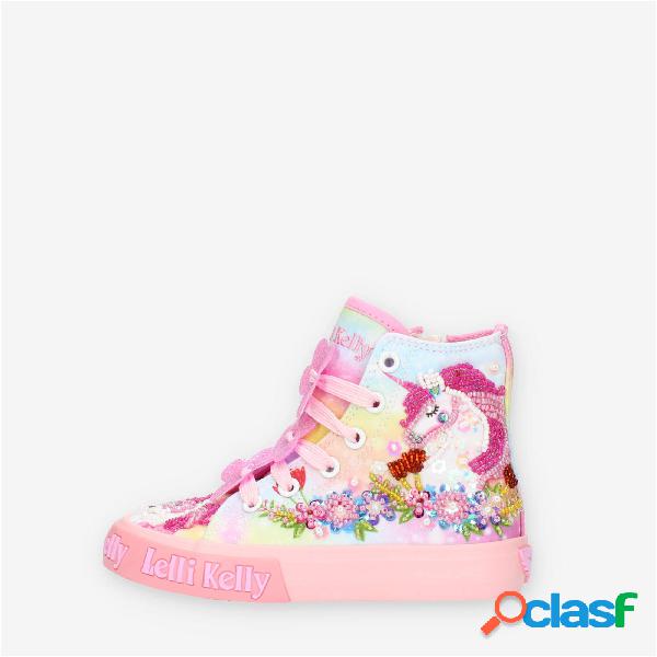 Lelli Kelly Unicorn Mid Sneakers alte da bimba rosa