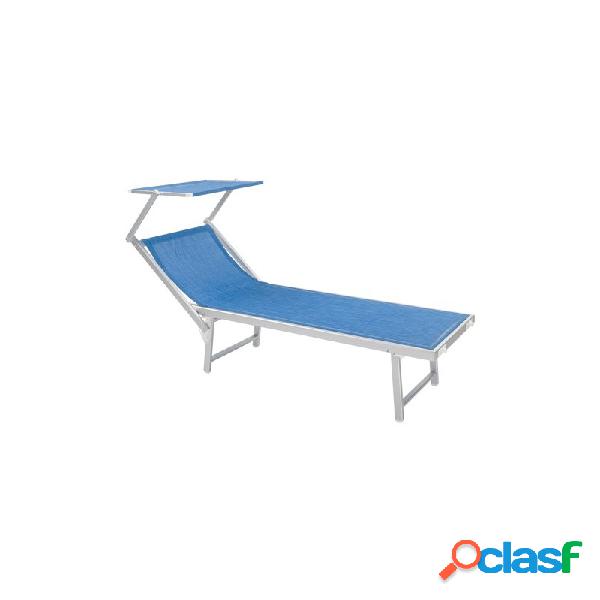 Lettino 186x70x40h in alluminio e rivestimento blu con