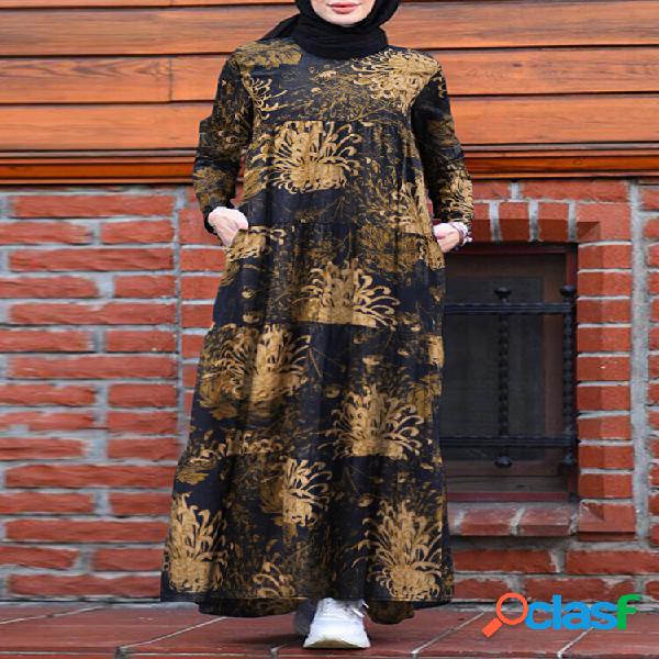 Maxi abiti da donna in caftano a maniche lunghe con zip a