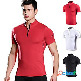 Mens Short Sleeve High Neck Compression Shirt Running Shirt