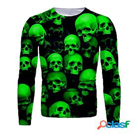 Mens T shirt Graphic 3D Skull 3D Print Round Neck Halloween