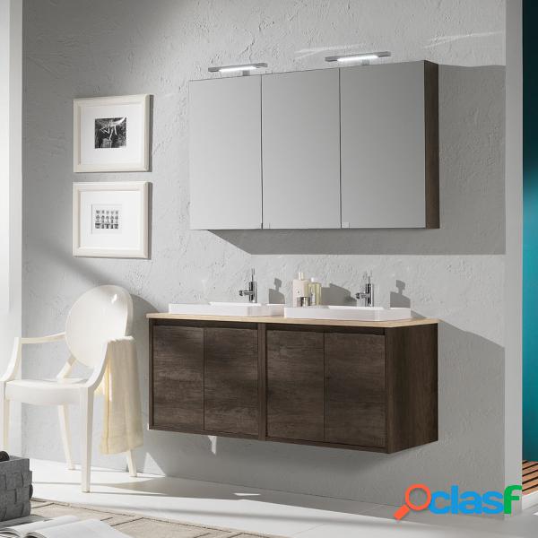 Mobile bagno sospeso Loto25 cm 120x190x46 rovere scuro