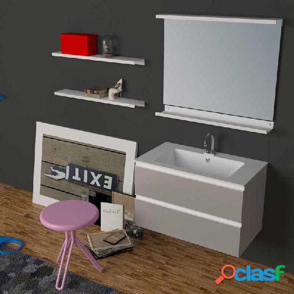 Mobile da bagno sospeso con lavabo in Ocritech da 87 cm