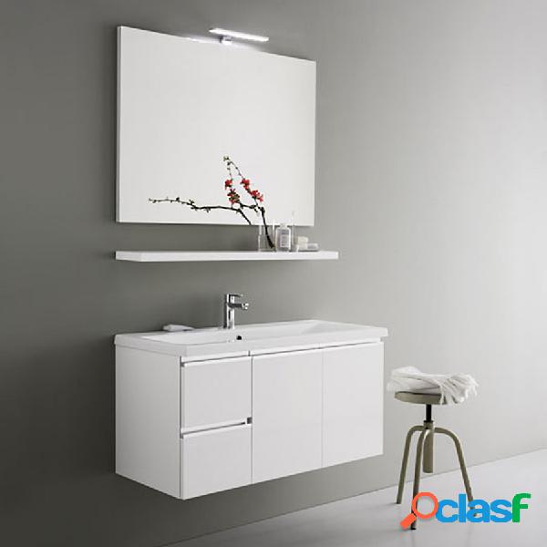 Mobile da bagno sospeso moderno da cm 100x45 con specchio a