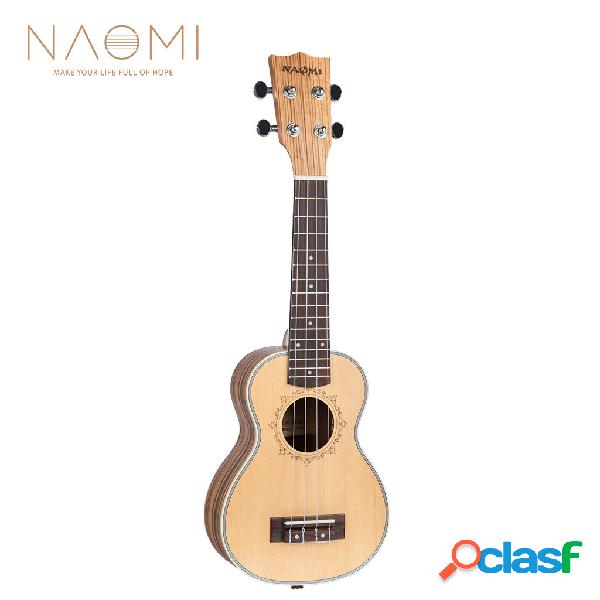 NAOMI 21 Inch Ukulele Top in abete massello Zebrawood Back