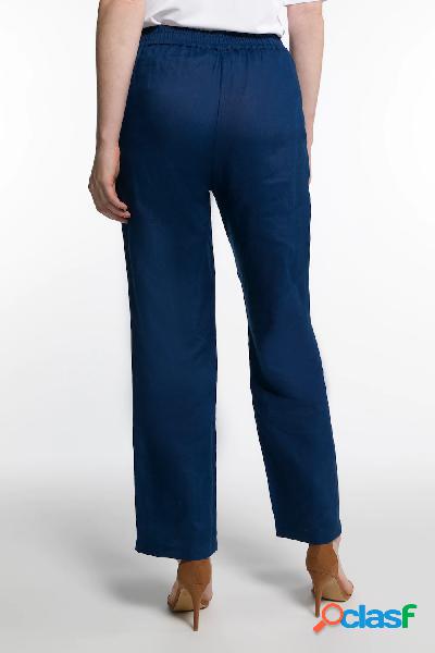 Pantaloni di lino con cintura comoda e taglio della gamba