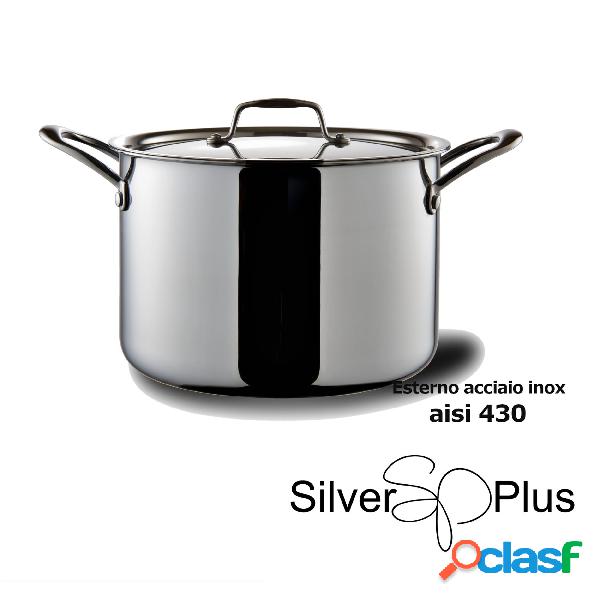 Pentola Alta due maniglie in acciaio inox 18/10 AISI 430,