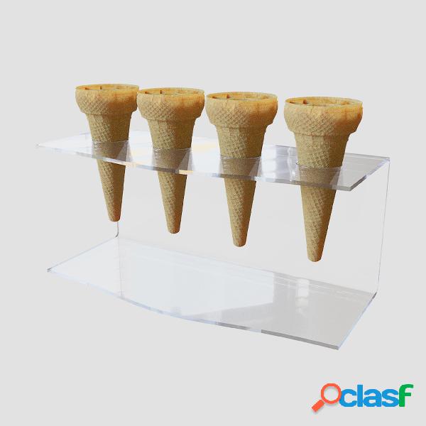 Porta coni gelato in plexiglas da banco 4 fori 35x9,5xh13 cm