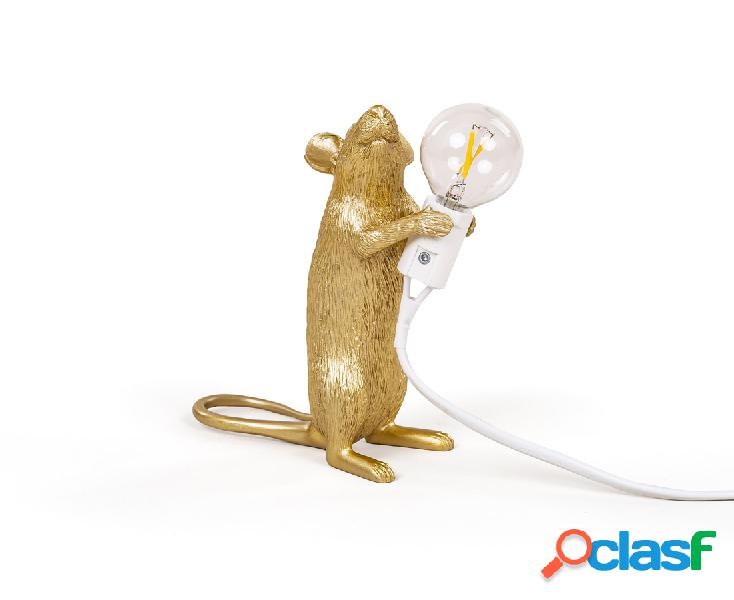 Seletti Mouse Lamp Gold Standing Lampada da Tavolo