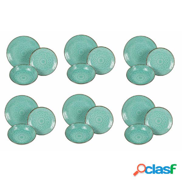 Servizio piatti da 18 pezzi Baku in hard-dolomite Azzurro,
