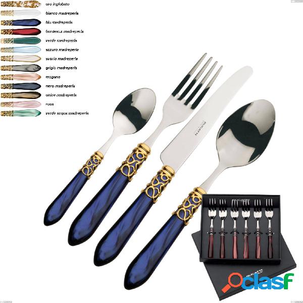 Set 6 forchettine in scatola regalo lux Melodia ghiera oro