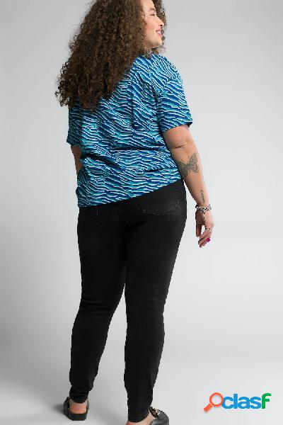 Skinny jeans con effetto destroyed, design a cinque tasche e