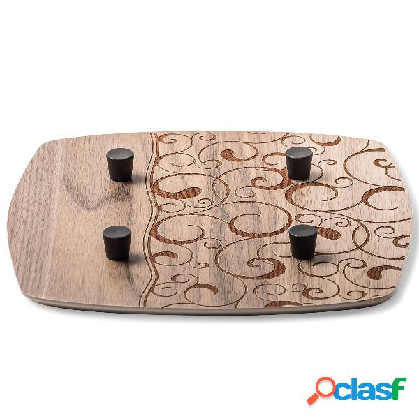 Sottopentola in Legno con piedini 18x18 cm con lavorazione